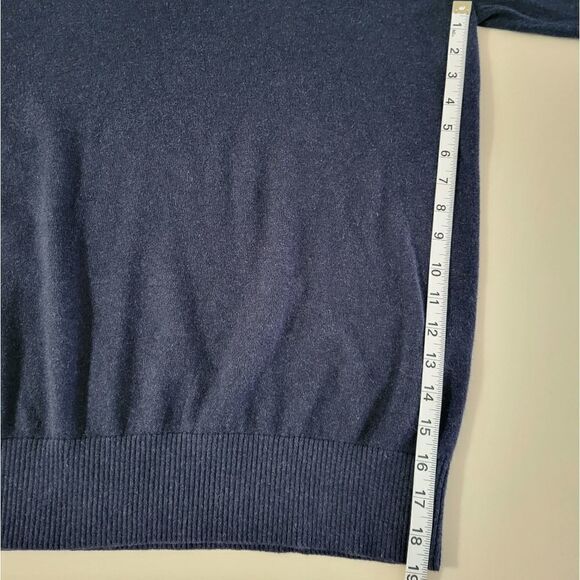Eddie Bauer Cotton/Cashmere Men's V-neck Navy Sweater - Picture 6 of 11